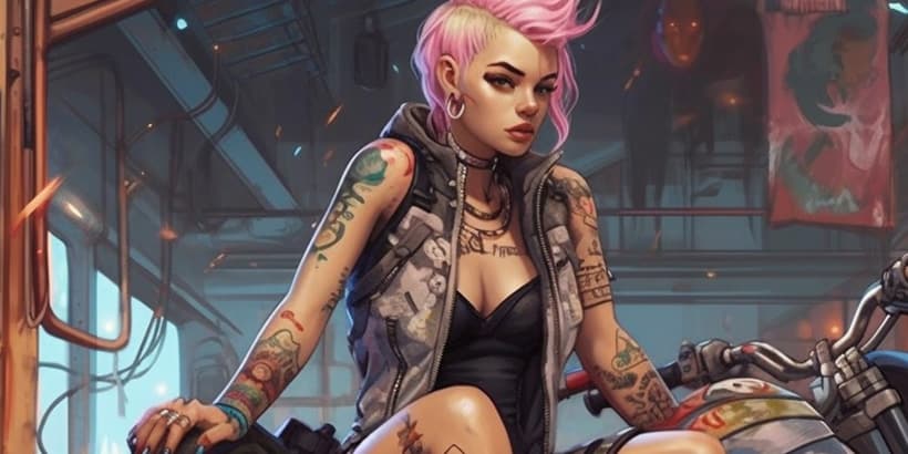 A dynamic depiction of a cyberpunk character, featuring futuristic attire, neon lights, and a confident and empowered expression.